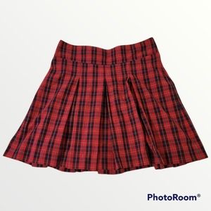 Red and Black Plaid Skirt